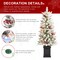 Set of 2 4ft Pre-Lit Flocked Artificial Christmas Porch Trees with and Red Berries and 60 Warm White/Multi-color Lights,2 function w/Foot Pedal